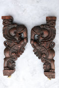 18″ Ornate Gajayazhi Wall Brackets for Home Décor | Handcrafted Wood Carving