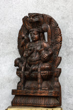 18″ Playful Butter Krishna with Arch for Pooja & Home Décor | Handcrafted Wood Carving