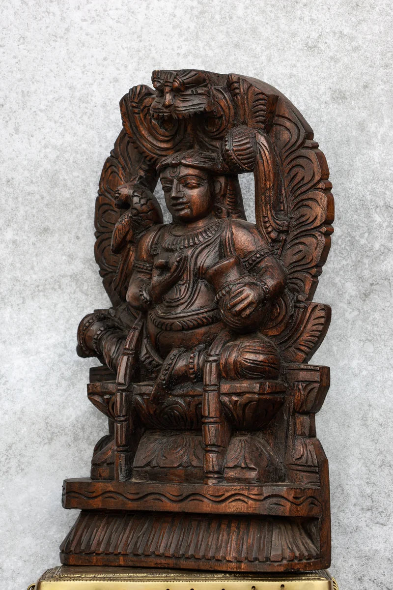 18″ Playful Butter Krishna with Arch for Pooja & Home Décor | Handcrafted Wood Carving