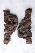 18″ Ornate Gajayazhi Wall Brackets for Home Décor | Handcrafted Wood Carving