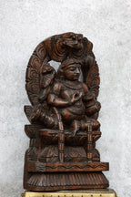 18″ Playful Butter Krishna with Arch for Pooja & Home Décor | Handcrafted Wood Carving