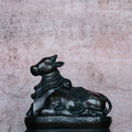 10″ Nandhi with Base | Handcrafted Brass | Antique Green Finish