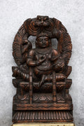 18″ Playful Butter Krishna with Arch for Pooja & Home Décor | Handcrafted Wood Carving