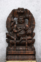 18″ Playful Butter Krishna with Arch for Pooja & Home Décor | Handcrafted Wood Carving