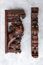 18″ Temple-Style Yazhi Wall Brackets for Home Décor & Pooja | Handcrafted Wood Carving