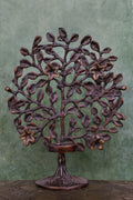 6″ Decorative Tree with Lamp Stand | Handcrafted Brass | Antique Brown Finish