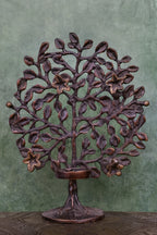 6″ Decorative Tree with Lamp Stand | Handcrafted Brass | Antique Brown Finish