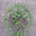 14″ Nataraja Tandav | Handcrafted Brass | Green Stone Finish