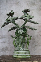 10″ Divine Radha Krishna Under Tree | Handcrafted Brass | Green Stone Finish
