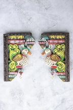 12″ Artistic Parrot Wall Brackets for Home Décor | Handcrafted Wood Carving | Antique Colour Finish