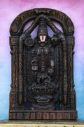 12″ Sacred Tirupathi Balaji with Lakshmi Wall Hanging for Pooja & Home Décor | Handcrafted Wood Carving