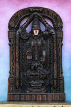 12″ Sacred Tirupathi Balaji with Lakshmi Wall Hanging for Pooja & Home Décor | Handcrafted Wood Carving