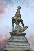 10″ Bogasakthi (Sitting Parvati) | Handcrafted Brass | Gray Stone Finish — view 5