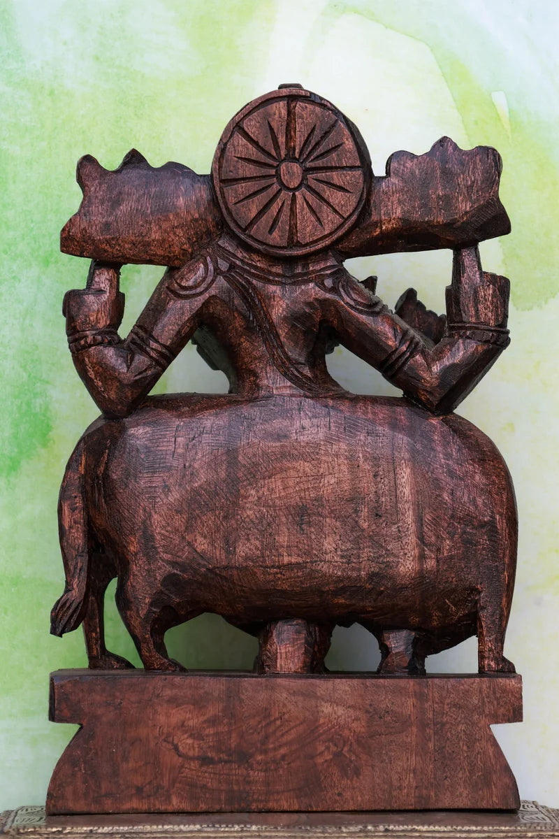 12″ Graceful Flute Krishna Idol for Pooja & Home Décor | Handcrafted Wood Carving