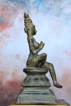 10″ Bogasakthi (Sitting Parvati) | Handcrafted Brass | Gray Stone Finish — view 3