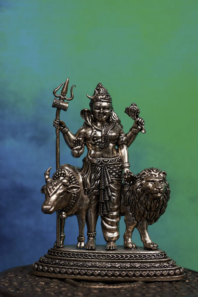 4″ Ardhanareeswar Idol for Pooja &amp; Home Décor | Super Fine Brass | Antique Polish