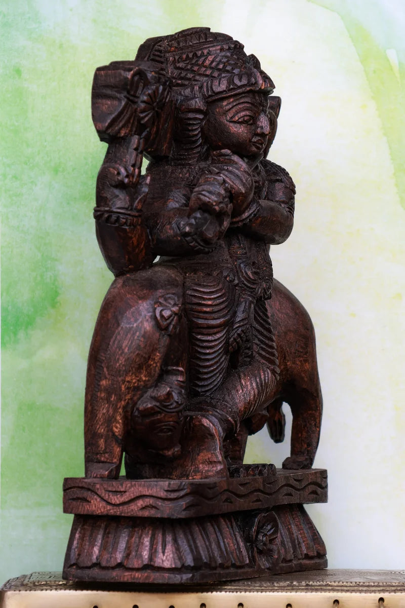 12″ Graceful Flute Krishna Idol for Pooja & Home Décor | Handcrafted Wood Carving