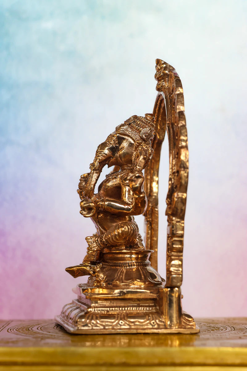 5″ Lord Ganesha Idol with Arch | Handcrafted Panchaloha