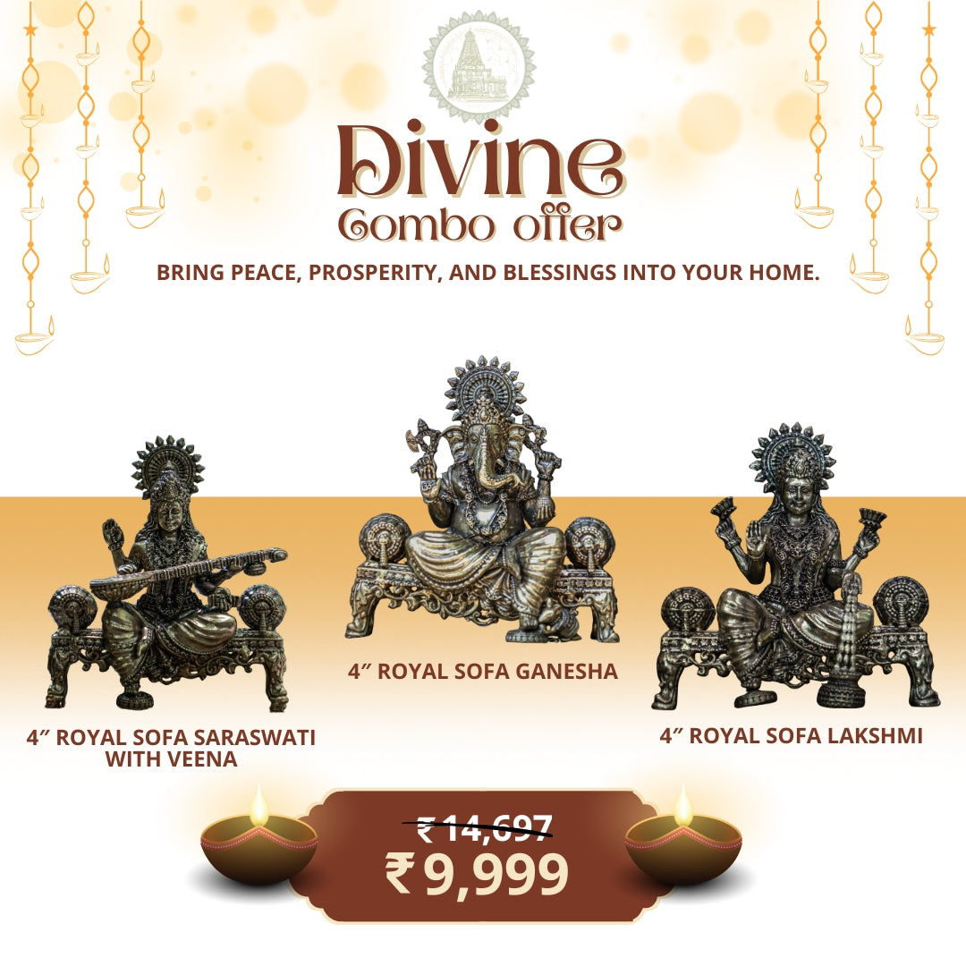 Royal Divinity Trio – Ganesha, Lakshmi & Saraswathi | Divine Combo Offer
