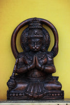 9″ Serene Sitting Hanuman Idol for Pooja & Home Décor | Handcrafted Wood Carving