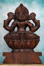 12″ Graceful Lakshmi Idol for Pooja & Home Décor | Handcrafted Wood Carving
