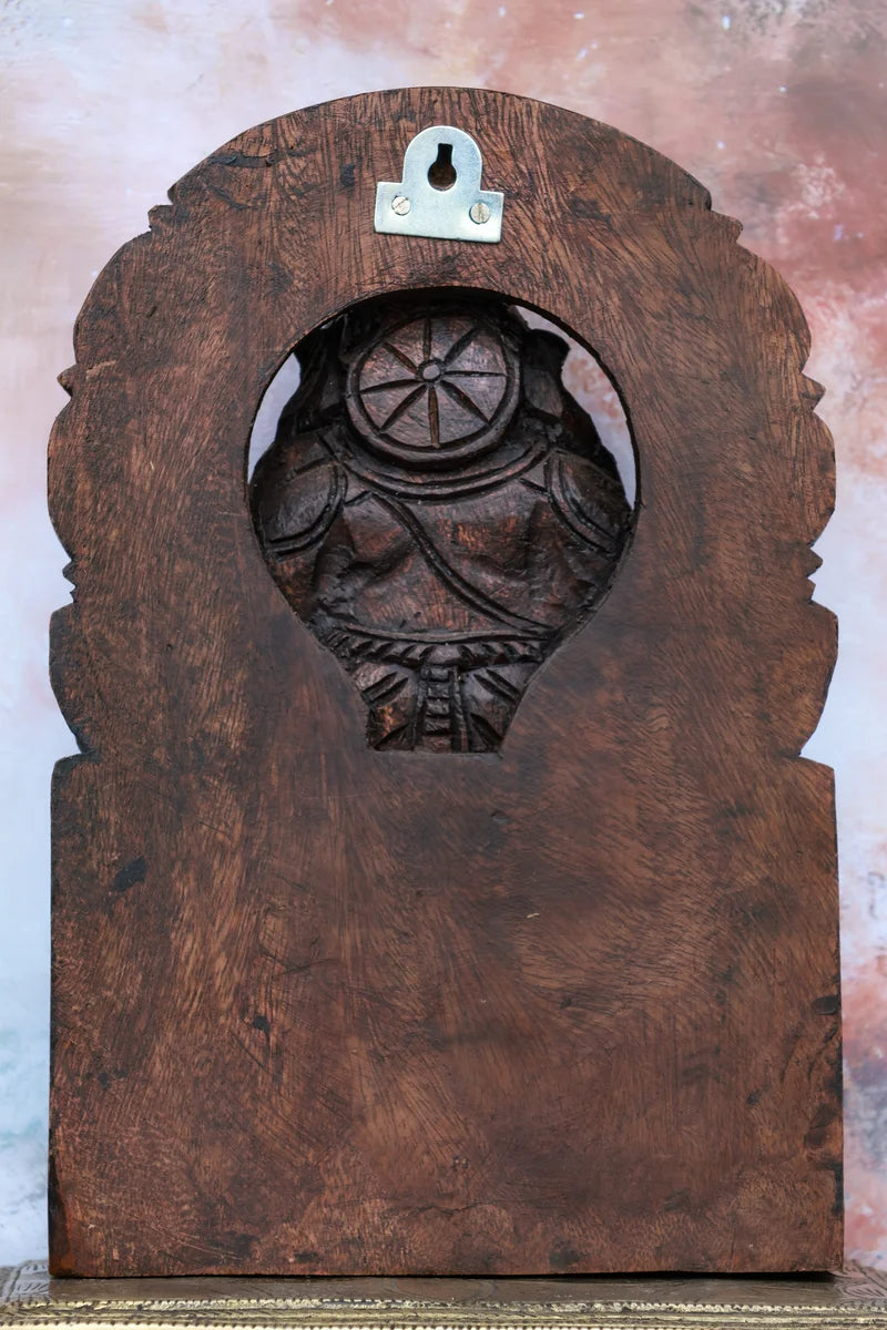 12″ Majestic Ganesha with Arch Wall Hanging for Pooja & Home Décor | Handcrafted Wood Carving