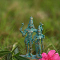 Shiva Parvati Marriage Pose Idol | Handcrafted Panchaloha | Green Patina
