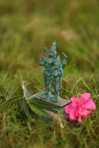 Shiva Parvati Marriage Pose Idol | Handcrafted Panchaloha | Green Patina