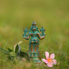 4″ Lord Dhanvantari Idol | Handcrafted Panchaloha | Green Patina