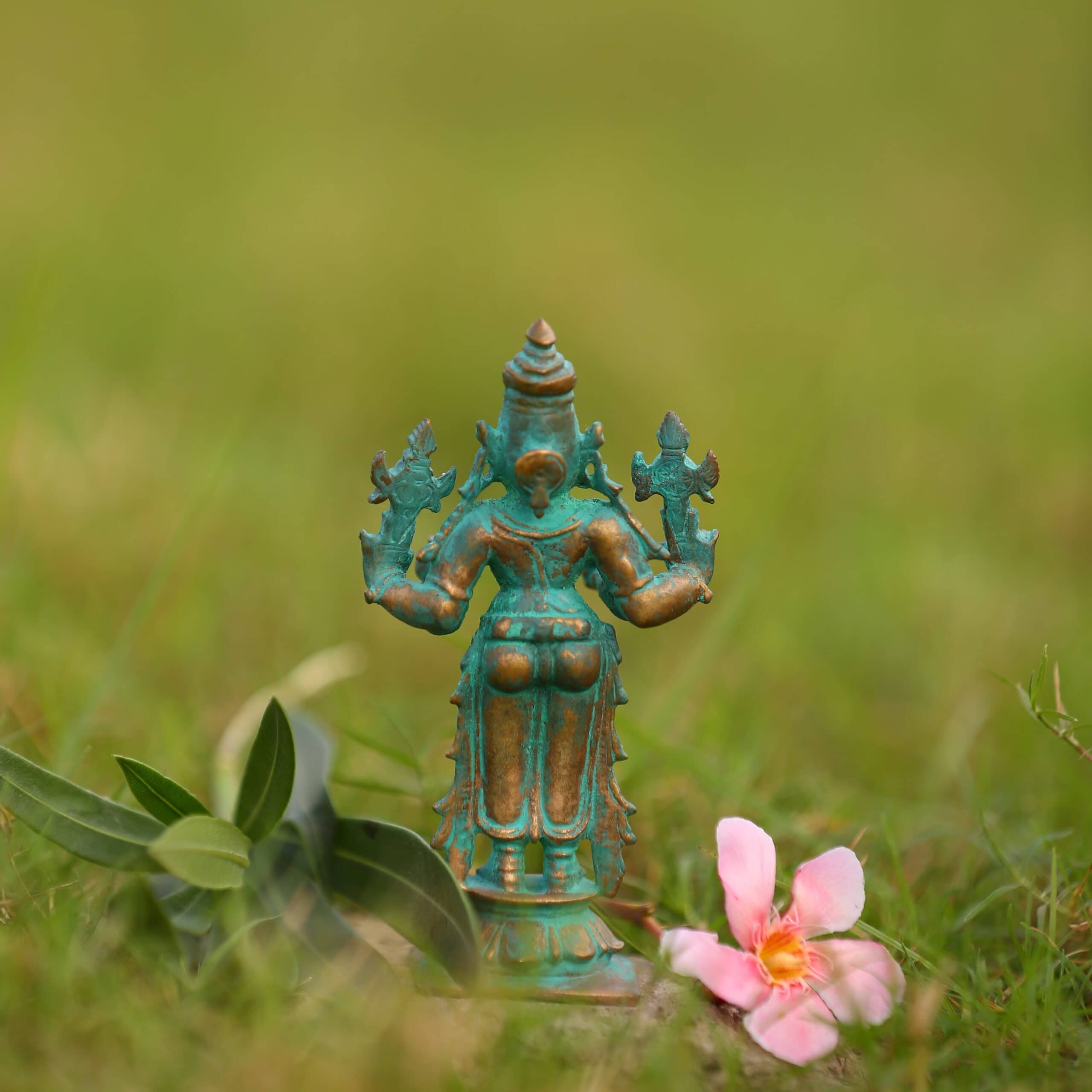 4″ Lord Dhanvantari Idol | Handcrafted Panchaloha | Green Patina