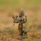 5″ Kala Bhairava Idol | Handcrafted Panchaloha | Green Patina