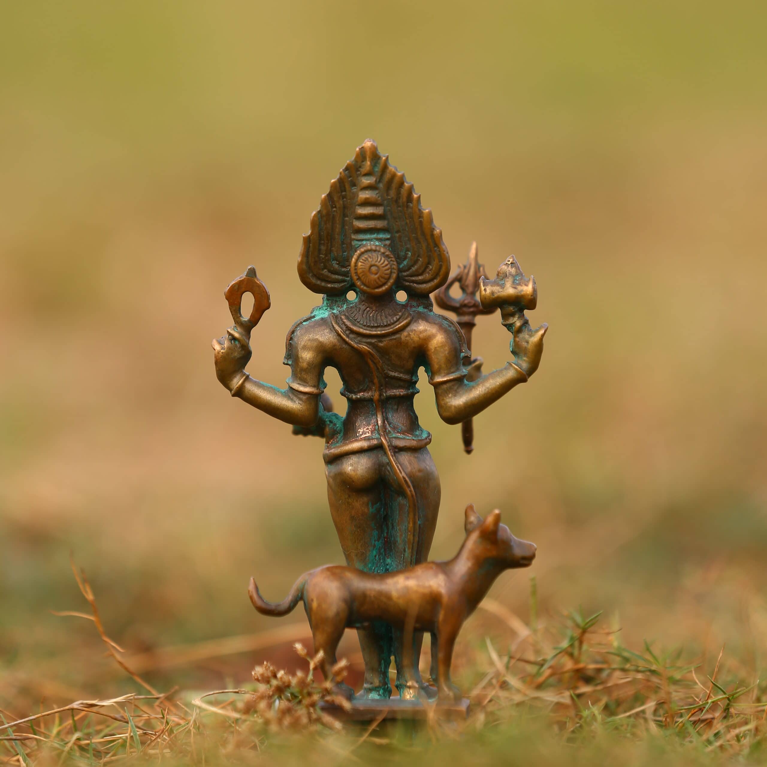 5″ Kala Bhairava Idol | Handcrafted Panchaloha | Green Patina