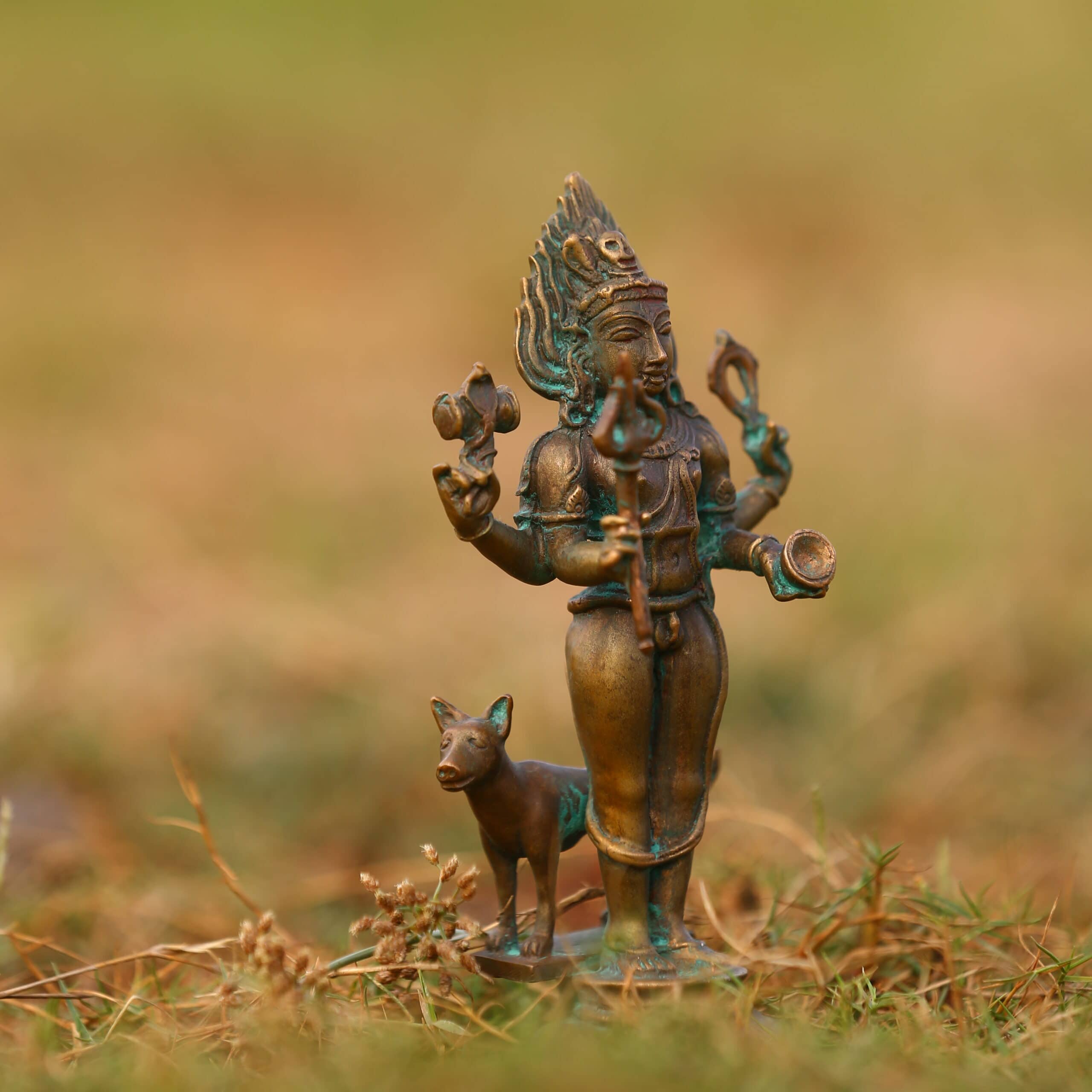 5″ Kala Bhairava Idol | Handcrafted Panchaloha | Green Patina
