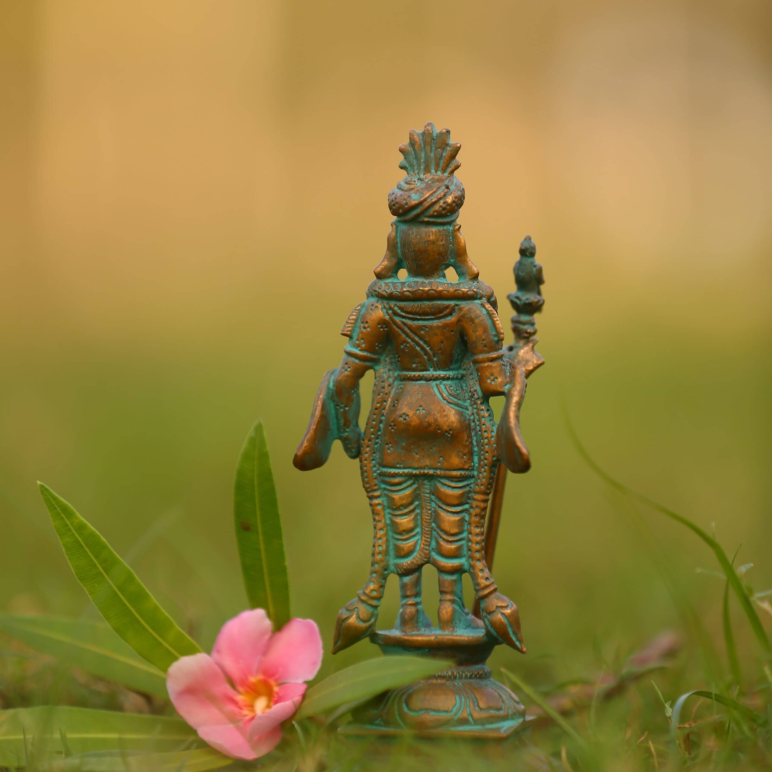 6″ Raja Alangara Murugan Idol | Handcrafted Panchaloha | Green Patina