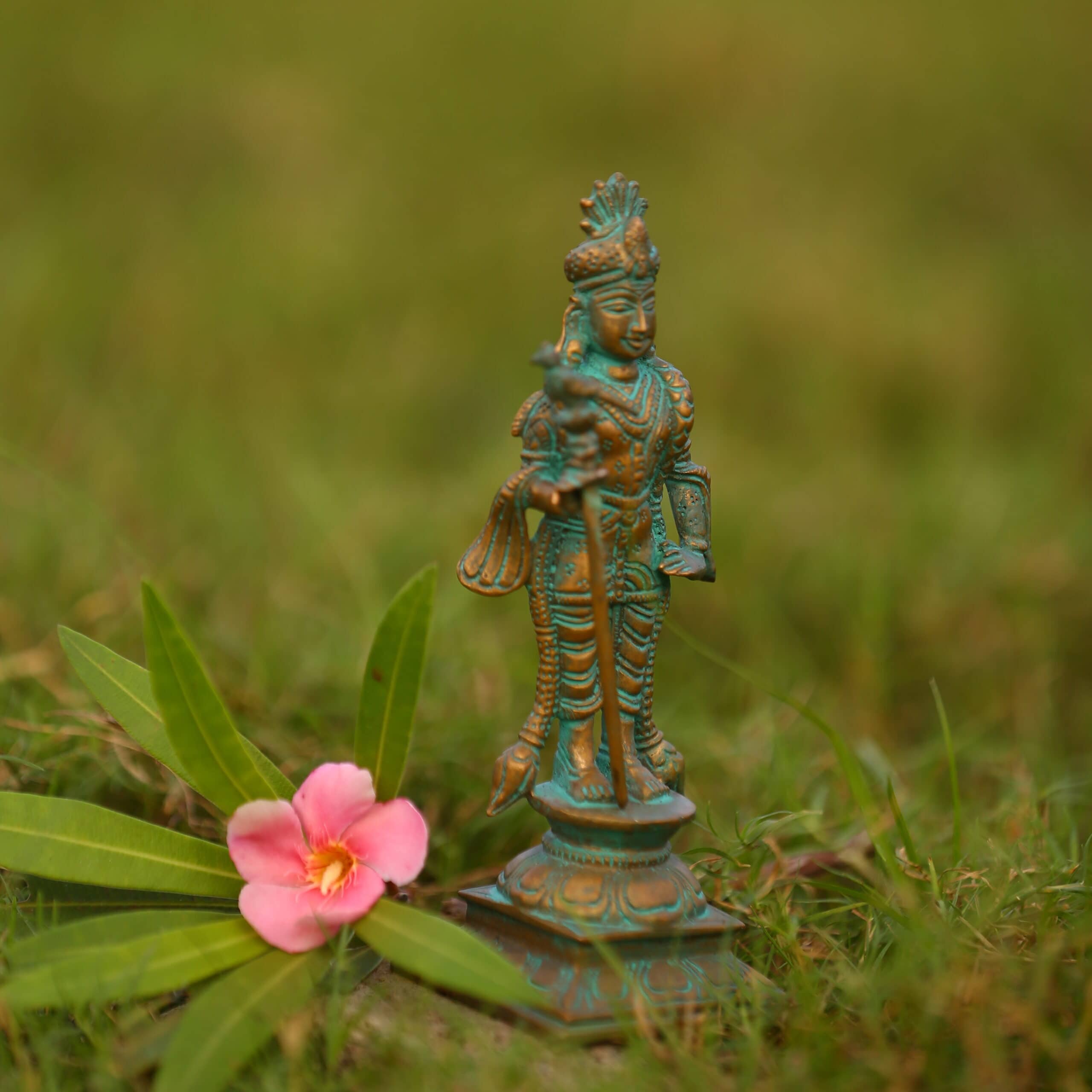 6″ Raja Alangara Murugan Idol | Handcrafted Panchaloha | Green Patina