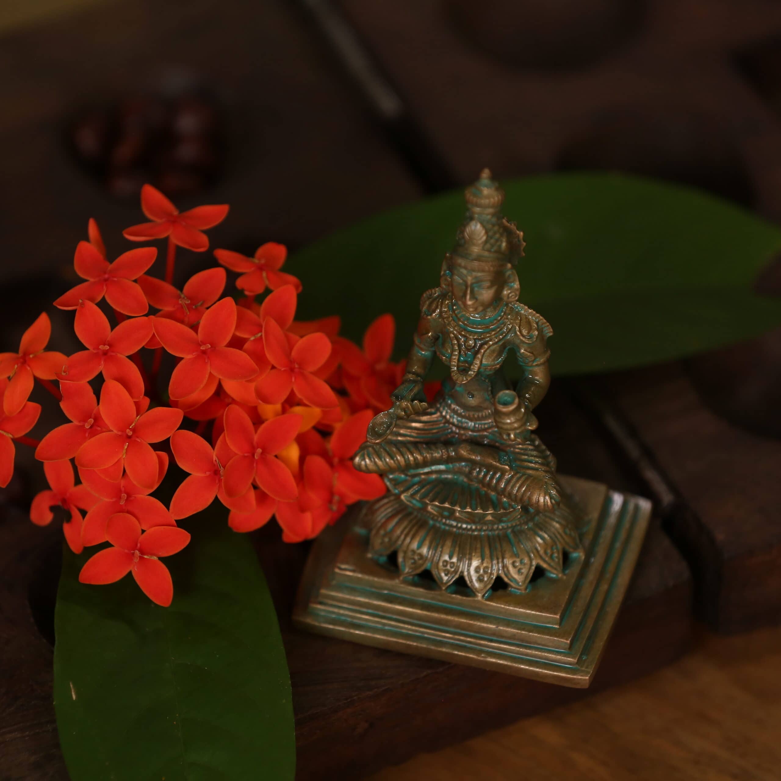 4″ Graceful Annapoorani Idol | Handcrafted Panchaloha | Green Patina