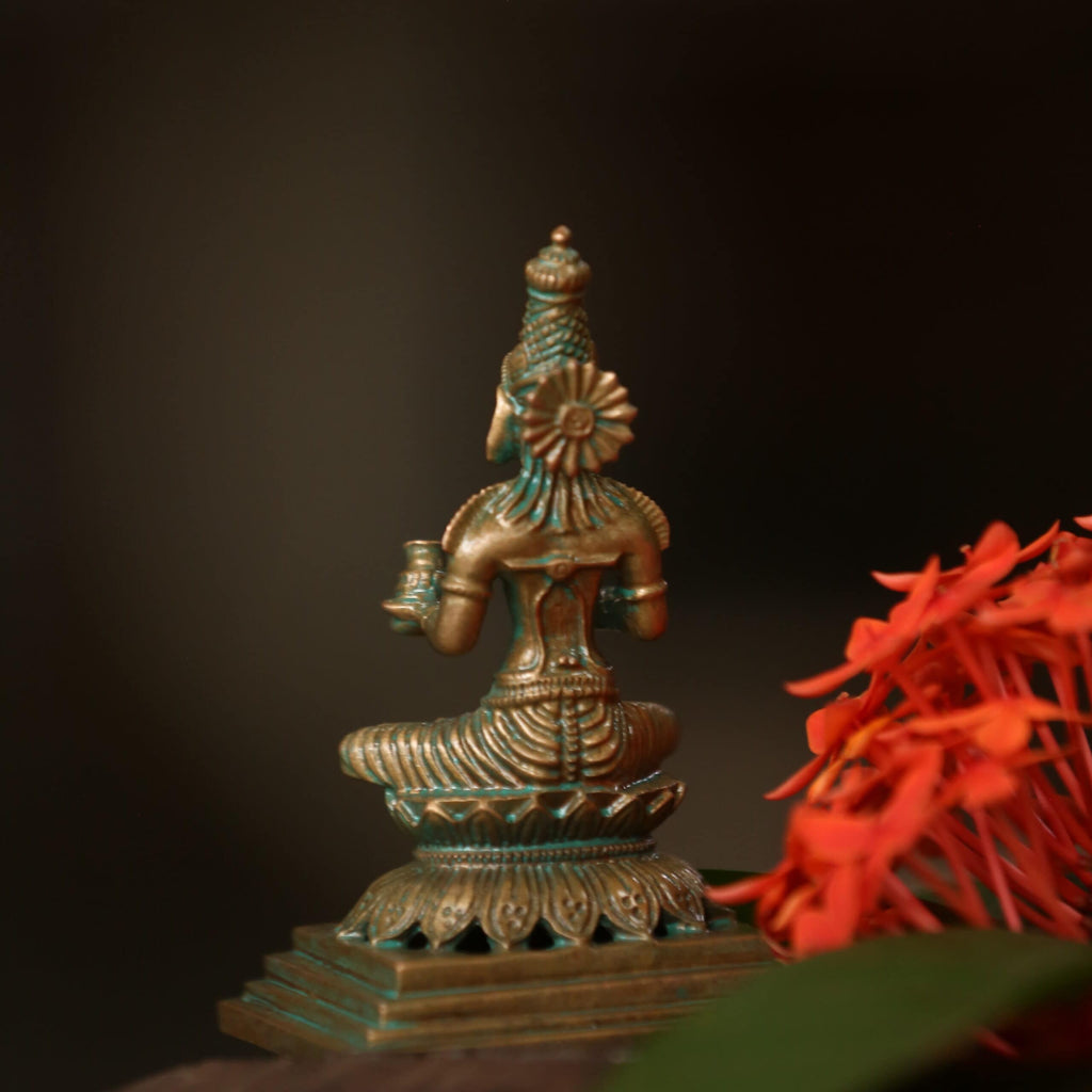 4″ Graceful Annapoorani Idol | Handcrafted Panchaloha | Green Patina