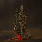 4″ Murugan Idol with Peacock | Handcrafted Panchaloha | Green Patina