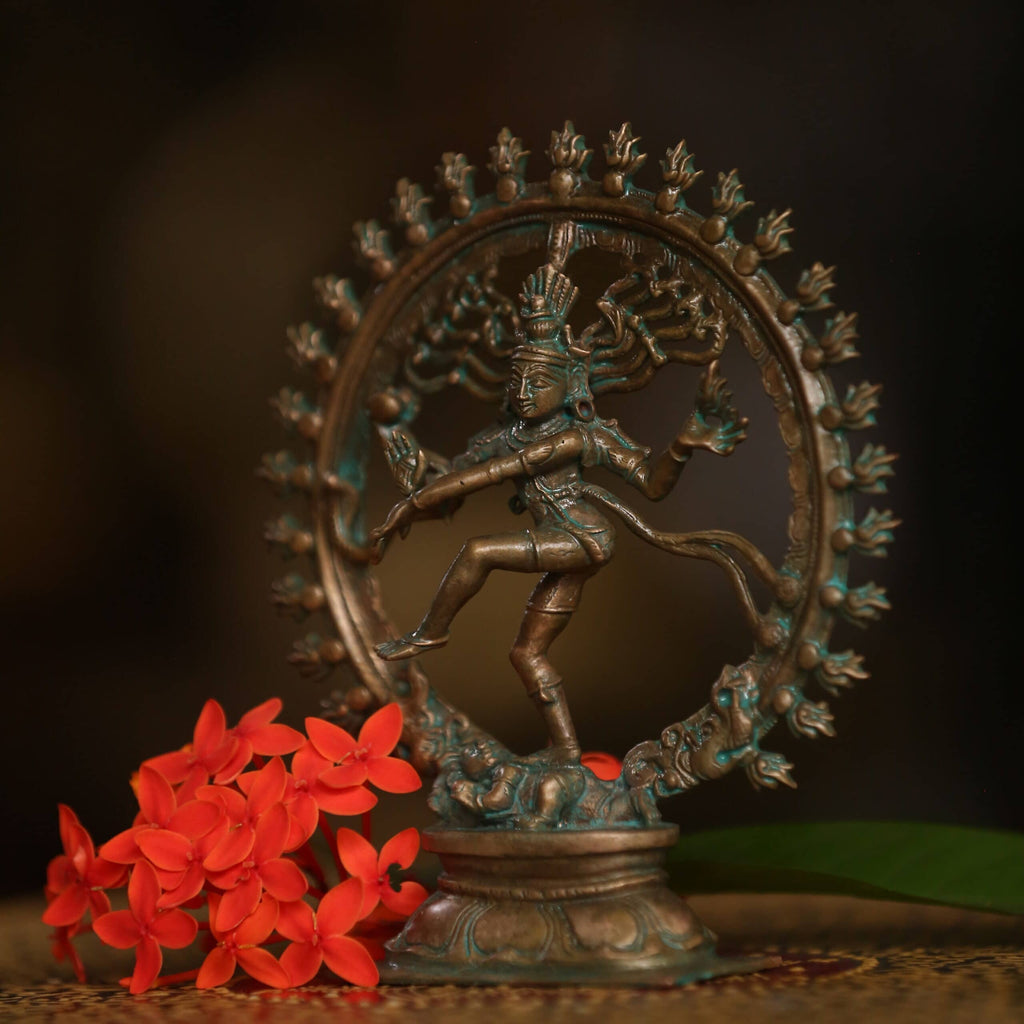 6″ Nataraja - Dancing Lord Shiva  | Handcrafted Panchaloha | Green Patina