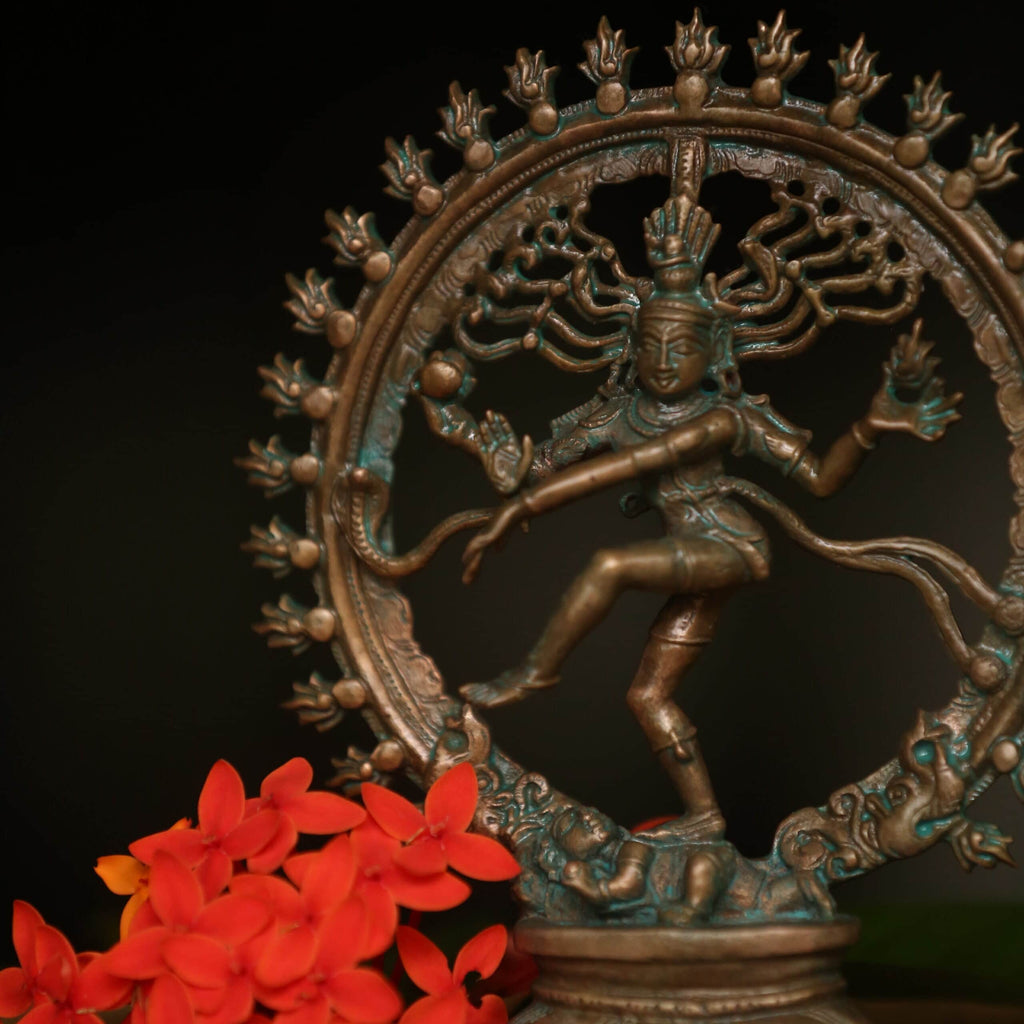 6″ Nataraja - Dancing Lord Shiva  | Handcrafted Panchaloha | Green Patina