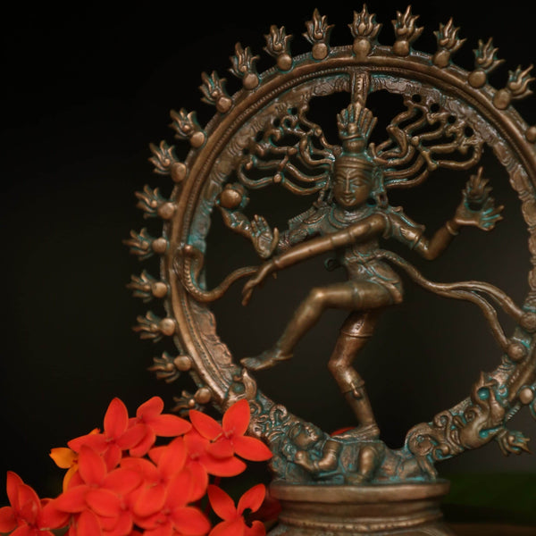 6″ Nataraja - Dancing Lord Shiva  | Handcrafted Panchaloha | Green Patina dimensions