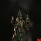 5.5″ Lord Murugan with Vel &amp; Peacock | Handcrafted Panchaloha | Green Patina