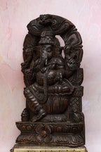 18″ Majestic Ganesha Idol for Pooja & Home Décor | Handcrafted Wood Carving