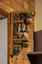 15″ Ornamental Elephant Wall Brackets for Home Décor | Handcrafted Wood Carving
