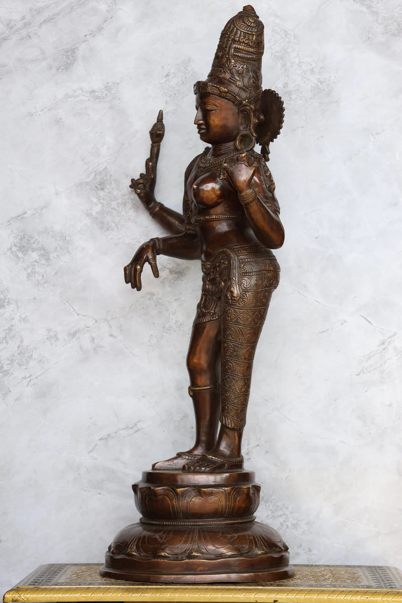 26.5″ Aarthanaresswar | Handcrafted Brass | Antique Brown Finish — view 4