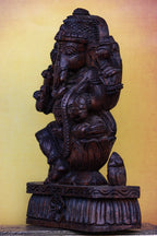 12″ Majestic Ganesha Idol for Pooja & Home Décor | Handcrafted Wood Carving