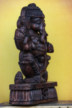 12″ Majestic Ganesha Idol for Pooja & Home Décor | Handcrafted Wood Carving