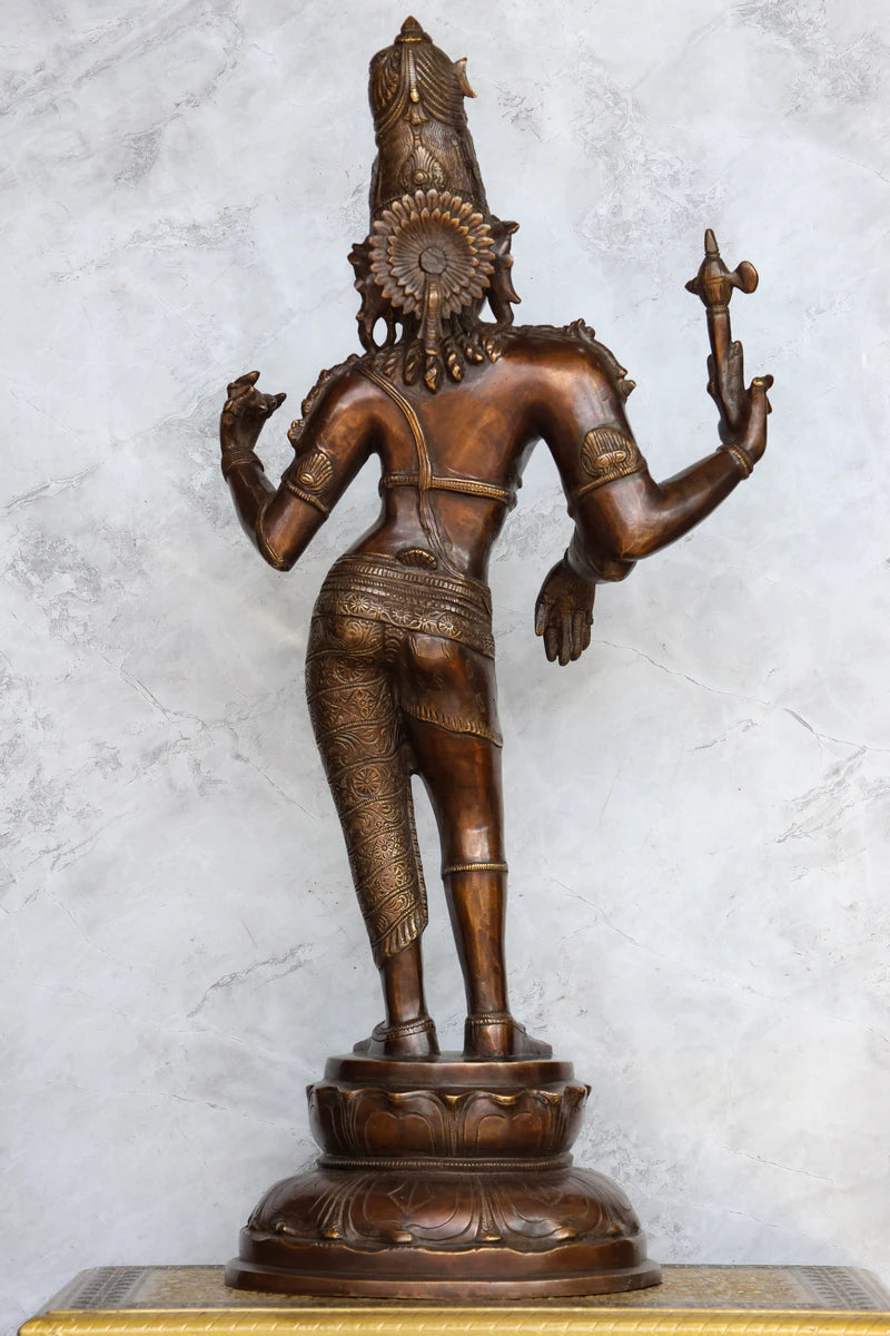 26.5″ Aarthanaresswar | Handcrafted Brass | Antique Brown Finish — view 5