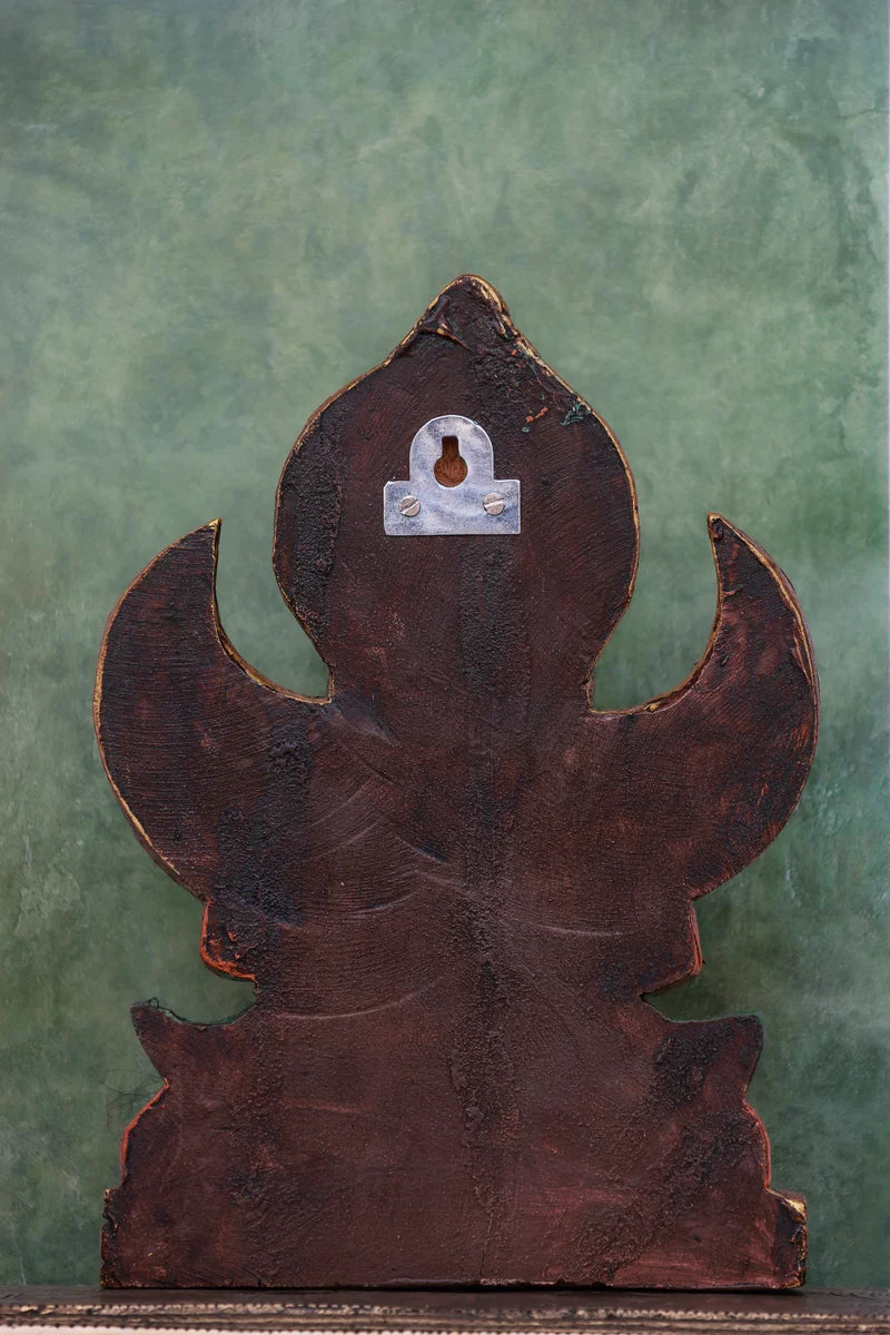 9″ Sacred Sitting Garudan Idol for Pooja &amp; Home Décor | Handcrafted Wood Carving | Antique Colour Finish