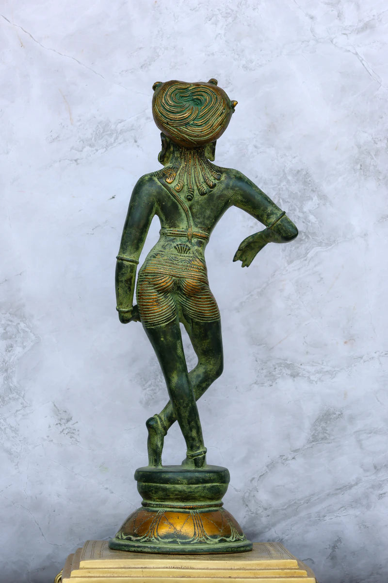15″ Rishabadevar | Handcrafted Brass | Green & Gold Finish